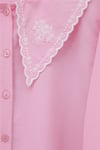 Bebe Yaka Fistolu Kolu Lastikli Poplin Gömlek Bluz -Pembe-Gömlek-349-8045-R20