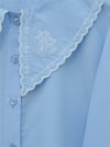 Bebe Yaka Fistolu Kolu Lastikli Poplin Gömlek Bluz -Bebe Mavi-Gömlek-349-8045-R32
