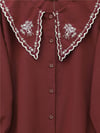 Bebe Yaka Fistolu Kolu Lastikli Poplin Gömlek Bluz -Bordo-Gömlek-349-8045-R04