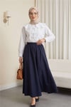 Bebe Yaka Kurdele Detaylı Gömlek     -Beyaz-Gömlek-349-7024-R02
