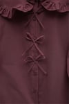 Bebe Yaka Kurdele Detaylı Gömlek  -Bordo-Gömlek-349-7024-R04
