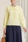 Bebe Yaka Kurdele Detaylı Gömlek     -Sarı-Gömlek-349-7024-R22