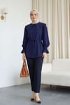 Bebe Yaka Nakışlı Beli Bağlamalı Poplin Gömlek -Laci-Gömlek-441-4291-R03