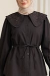 Bebe Yaka Nakışlı Beli Bağlamalı Poplin Gömlek -K. Kahve-Gömlek-441-4291-R54