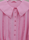 Bebe Yaka Önü Katlama Detaylı Kolu Lastikli Çilek Gömlek -Pembe-Tunik-434-5351-R20