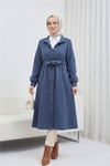 Belden Bağlamalı Top Düğmeli Kaşe Kaban    -Laci-Kaban-346-3046-R03