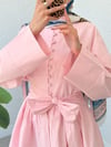 Beli Bağcıklı Boydan Taş Düğmeli Tunik -Pembe-Tunik-307-2343-R20