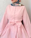 Beli Bağcıklı Boydan Taş Düğmeli Tunik -Pembe-Tunik-307-2343-R20