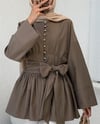 Beli Bağcıklı Boydan Taş Düğmeli Tunik -Açık Kahve-Tunik-307-2343-R76