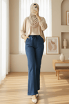 Beli Bağcıklı Cepli İspanyol Paça Kot Pantolon -Laci-Pantolon-417-13851-R03