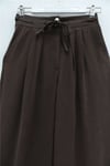 Beli Bağcıklı Çift Düğmeli Yüksek Bel Tensel Pantolon  -Kahve-Pantolon-430-4052-R15