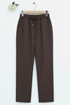Beli Bağcıklı Dar Paça Pantolon    -Kahve-Pantolon-400-1157-R15