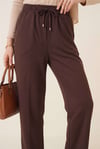 Beli Bağcıklı Dar Paça Pantolon    -Kahve-Pantolon-400-1157-R15