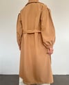 Beli Bağcıklı Kolu Lastikli Tesettür Trenckot -Vizon-Trençkot-347-7006-R23