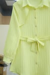 Beli Bağcıklı Omuz Detaylı Fitilli Krinkıl Tunik -Sarı-Tunik-398-1053-R22