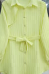 Beli Bağcıklı Omuz Detaylı Fitilli Krinkıl Tunik -Sarı-Tunik-398-1053-R22