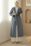 Beli Bağlamalı Astarlı Cepli Sakallı Kaban -Füme-Kaban-111-50661-R18