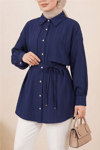 Beli Bağlamalı Bolero Detaylı Taşlı Düğmeli Gömlek  -Laci-Gömlek-398-1057-R03