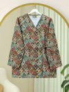 Beli Bağlamalı Cepli Desenli Kapitone Kimono -Bej-Ceket-408-6000-R56