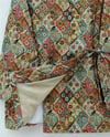 Beli Bağlamalı Cepli Desenli Kapitone Kimono -Bej-Ceket-408-6000-R56