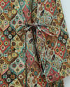 Beli Bağlamalı Cepli Desenli Kapitone Kimono -Bej-Ceket-408-6000-R56