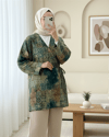 Beli Bağlamalı Cepli Desenli Kapitone Kimono -Haki-Ceket-408-6000-R05