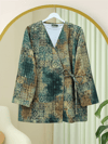 Beli Bağlamalı Cepli Desenli Kapitone Kimono -Haki-Ceket-408-6000-R05