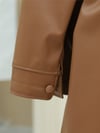 Beli Bağlamalı Çift Cepli Deri Gömlek -Taba-Gömlek-398-5099-R12