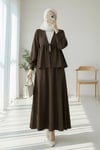 Beli Bağlamalı Etekli Oysho Takım -K. Kahve-Takım-349-7084-R54