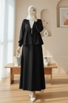 Beli Bağlamalı Etekli Oysho Takım -Siyah-Takım-349-7084-R01