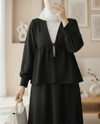Beli Bağlamalı Etekli Oysho Takım -Siyah-Takım-349-7084-R01