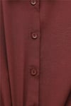 Beli Bağlamalı İspanyol Kol Poplin Gömlek Bluz -Bordo-Bluz-349-7030-R04