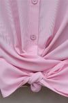Beli Bağlamalı İspanyol Kol Poplin Gömlek Bluz -Pembe-Bluz-349-7030-R20