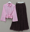 Beli Bağlamalı İspanyol Kol Poplin Gömlek Bluz -Pembe-Bluz-349-7030-R20