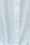 Beli Bağlamalı İspanyol Kol Poplin Gömlek Bluz -Beyaz-Bluz-349-7030-R02