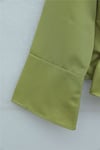 Beli Bağlamalı İspanyol Kol Poplin Gömlek Bluz   -Yağ Yeşili-Gömlek-349-7030-R72
