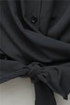 Beli Bağlamalı İspanyol Kol Poplin Gömlek Bluz -Siyah-Bluz-349-7030-R01