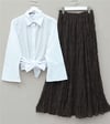 Beli Bağlamalı İspanyol Kol Poplin Gömlek Bluz -Beyaz-Bluz-349-7030-R02