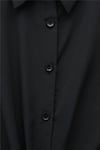 Beli Bağlamalı İspanyol Kol Poplin Gömlek Bluz -Siyah-Bluz-349-7030-R01