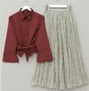 Beli Bağlamalı İspanyol Kol Poplin Gömlek Bluz -Bordo-Bluz-349-7030-R04