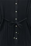 Beli Bağlamalı Taşlı Düğmeli Pliseli Poplin Tunik -Siyah-Tunik-398-11064-R01