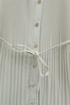 Beli Bağlamalı Taşlı Düğmeli Pliseli Poplin Tunik -Bej-Tunik-398-11064-R56