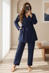 Beli Çift Bağlamalı Scuba Kimono Takım  -Laci-Takım-349-7085-R03