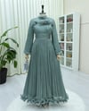 Abiye-Beli Drapeli Kolu Lastikli Göğsü Ve Eteği Fırfır Detaylı Janjan Abiye -Mint-316-4823-R24