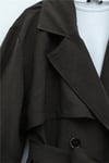 Beli Kemerli Cepli Kolu Apoletli Bolerolu Pes Kumaş Trençkot -K. Kahve-Trençkot-418-2100-R54