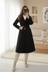 Beli Kemerli Cepli Süet Kap -Siyah-Trençkot-386-6246-R01
