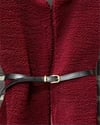 Beli Kemerli Çift Cepli Astarlı Peluş Yelek -Bordo-Yelek-253-12974-R04