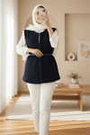 Beli Kemerli Çift Cepli Astarlı Peluş Yelek -Laci-Yelek-253-12974-R03