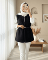 Beli Kemerli Çift Cepli Astarlı Peluş Yelek -Siyah-Yelek-253-12974-R01