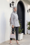 Beli Kemerli Çift Cepli Pantolon  -Füme-Pantolon-138-6725-R18